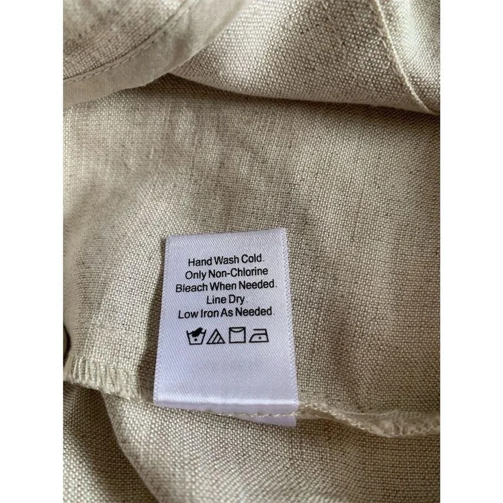 Coldwater Creek Womens Wide Leg Pants 4 Beige Linen Rayon Drawstring Casual
